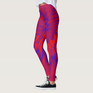Legging Tintura espiral vermelha e azul do laço