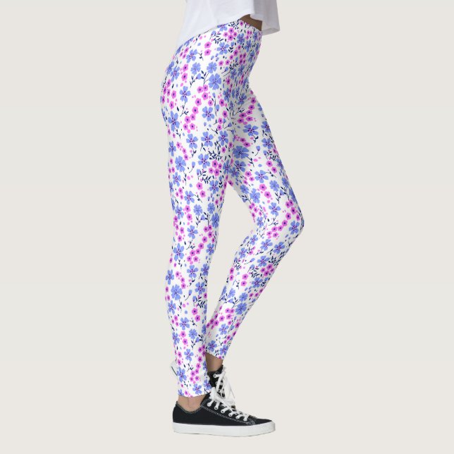 Legging Tiny cute white blue pink floral pattern (Direita)