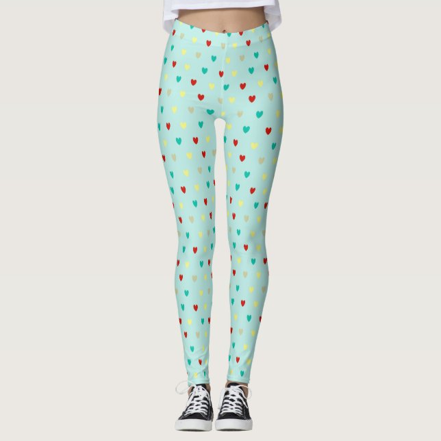 Legging Tiny polka corações em verde-marinho (Frente)