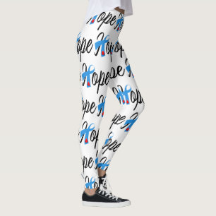 Legging Tipo - 1 ESPERANÇA da consciência da fita azul d
