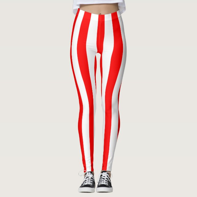 LEGGING  TIPO VERTICAL BRANCO VERMELHO MÍNIMO  (Frente)
