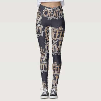 Legging Tipografia Café e Criatividade