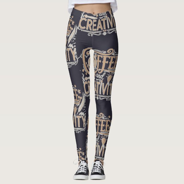 Legging Tipografia Café e Criatividade (Frente)
