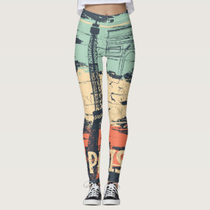 Legging Tipografia de Paris: abstrato Eiffel poster.