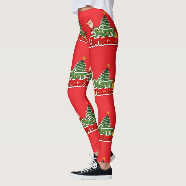 Legging Tipografia Moderna Vermelha e Fofa de Natal (Esquerda)