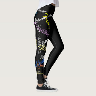 Legging Tipografia Palavras Coloridas De Motivação