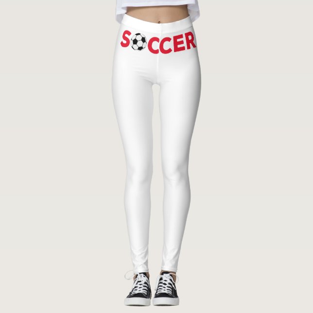 Legging Tipografia Vermelha Clássica de Futebol Negrito Fã (Frente)