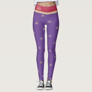 Legging Tipografia XOXO Dourada Magenta Roxa