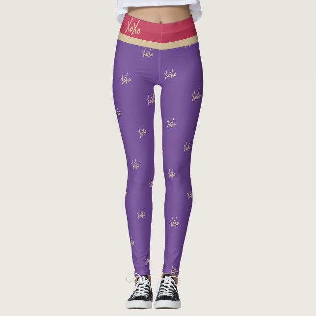 Legging Tipografia XOXO Dourada Magenta Roxa (Frente)