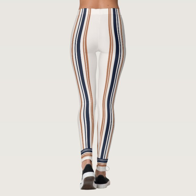 Legging Tiras brancas Douradas e azuis modernas (Verso)
