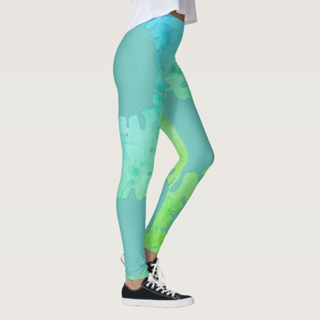 Legging Tiras coloridas mínimas simples custo verde roxo (Direita)