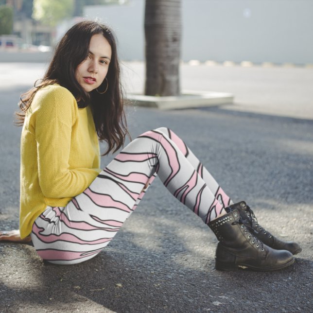Legging Tiras De Cerco De Animais, De Cor Branca E Rosa (Criador carregado)
