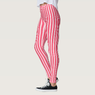 Legging Tiras de doces, vermelhas e brancas