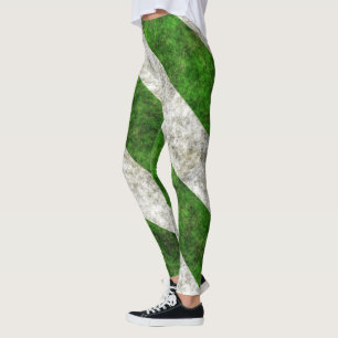Legging Tiras De Grunagem Branca E Verde