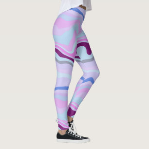Legging Tiras de onda cor-de-rosa, azuis e roxas