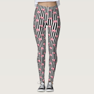 Legging Tiras de padrão de elefantes cor-de-rosa com mono