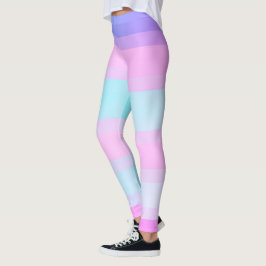 Legging Tiras de Pastel Verde Cor-de-Rosa Brilhante