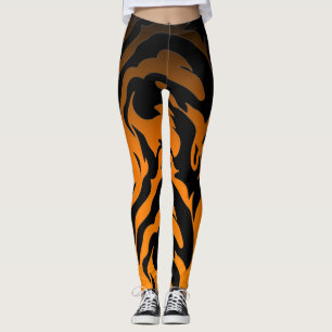 Legging Tiras de tigre laranja e preto