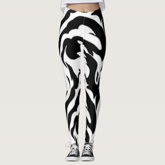 Legging Tiras de Tigre Pretas E Brancas