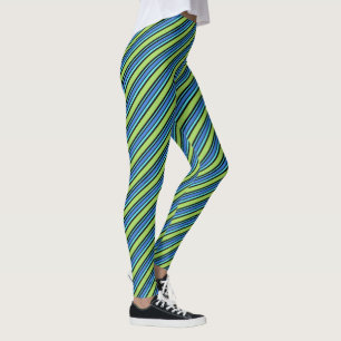 Legging Tiras Diagonais Negras Verdes Neon Azul Turquesa
