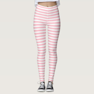 Legging Tiras Horizontais de Pequeno Tamanho Rosa e Branco
