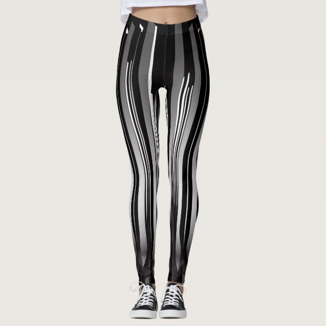 Legging Tiras Modernas / Pernas Brancas Pretas (Frente)