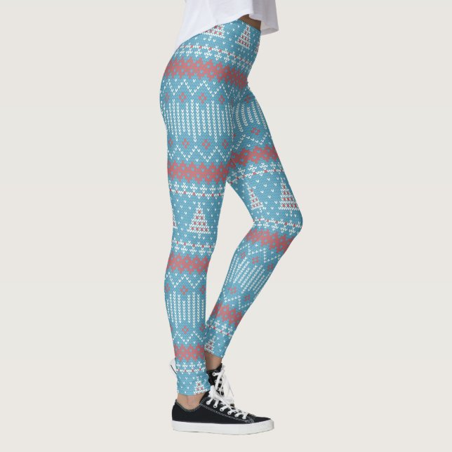Legging Título de 10 Árvores de Natal Knited ID208 Azul (Direita)