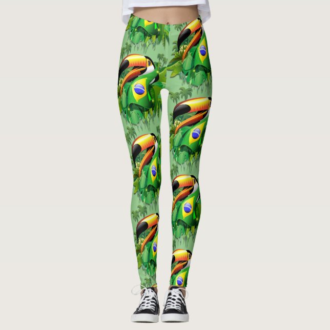 Legging Toco Toucan com bandeira do Brasil (Frente)