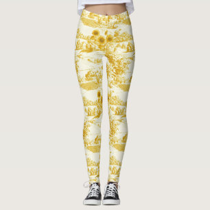 Legging Toile de Cottagecore com Girassóis e Campo (4)