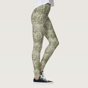 Legging Tóile de jouy verde-oliva elegante