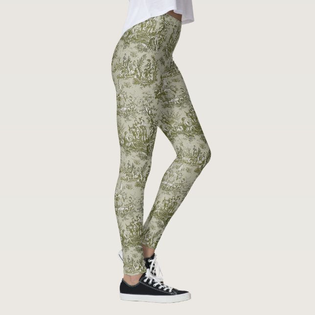 Legging Tóile de jouy verde-oliva elegante (Direita)