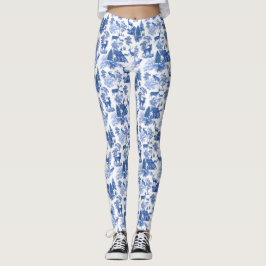 Legging Toile Francês de Veado Azul legal Elegante