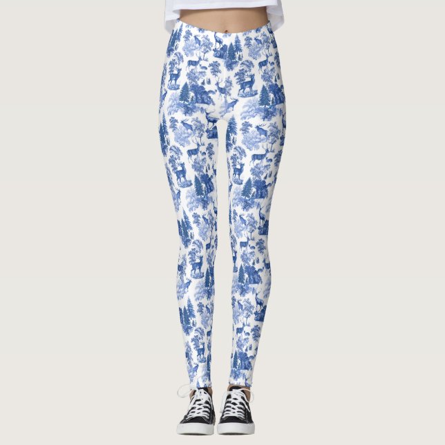 Legging Toile Francês de Veado Azul legal Elegante (Frente)