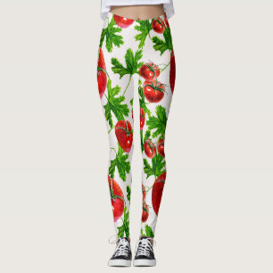 Legging Tomate com Padrão de Folhas