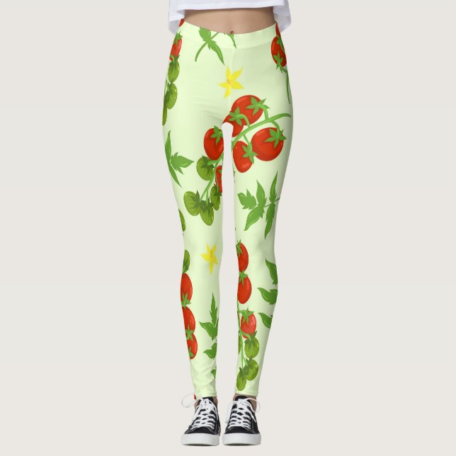 Legging Tomate Tango: Impressão de vegetais venenosos (Frente)