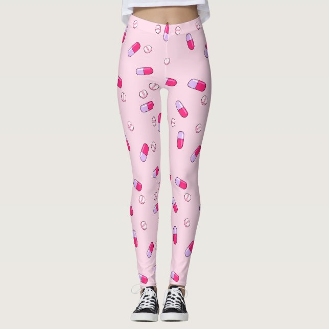Legging Tome suas caneleiras da medicina (o rosa) (Frente)