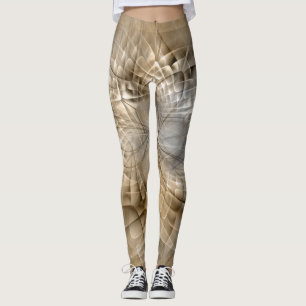 Legging Tons da Terra Textura de Arte Fractal Moderna Abst