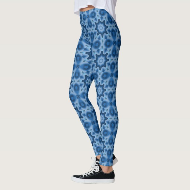 Legging Tons de Azul Design de Estrela Caleidoscópio (Esquerda)