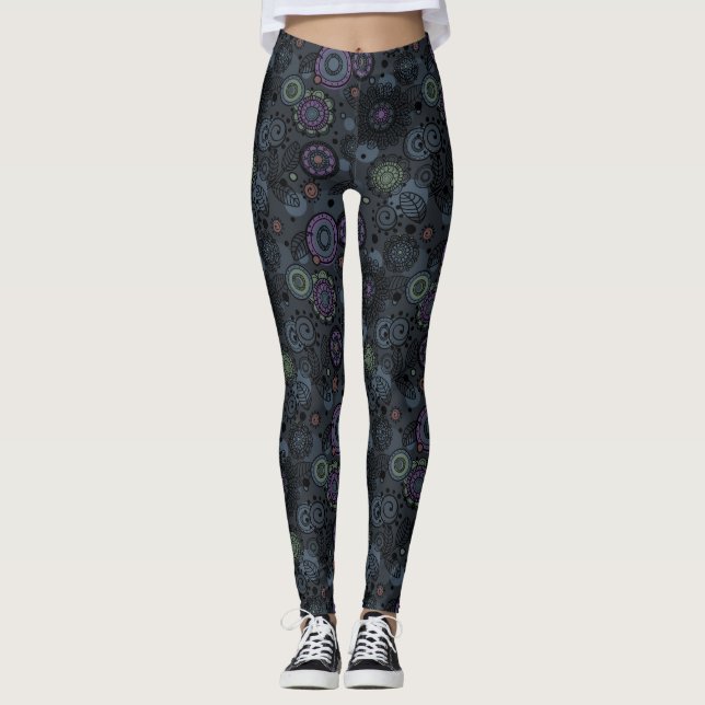 Legging Tons modelados florais lunáticos das cinzas das (Frente)