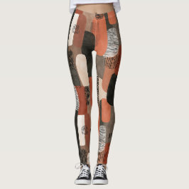Legging Tons Terrosos Boho Padrão Abstrato Terracota