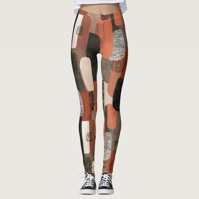 Legging Tons Terrosos Boho Padrão Abstrato Terracota (Frente)