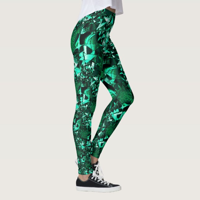 Legging Tons verdes brilhantes e semelhantes a gravuras (Direita)
