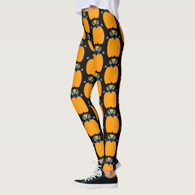 Legging Tops Florais de Abóbora Folk Halloween (Esquerda)