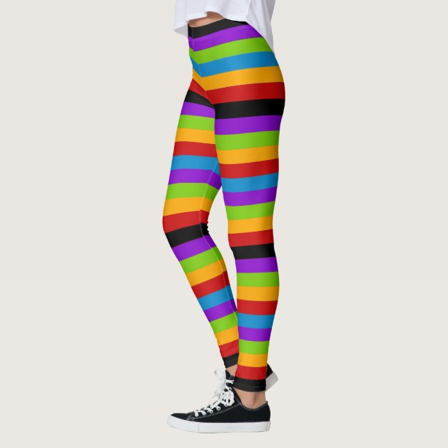 Legging Toque de Stripe Arco-íris Preto (Esquerda)