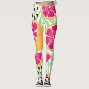 Legging Toranjas e Folhas: Vintagem Tropical