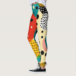 Legging Torneio vermelho-pop de 1960 vibrante branco-amare