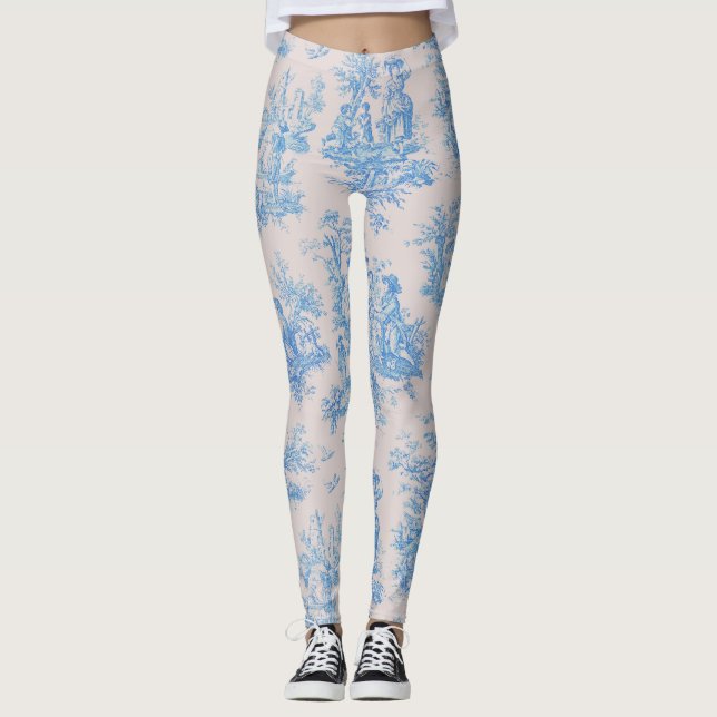 Legging Tornozelo azul-floral (Frente)