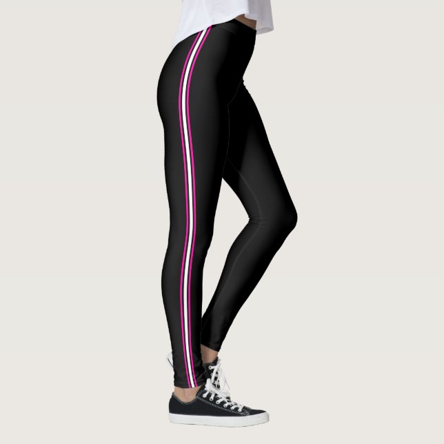 Legging Torre atlética desportiva branca rosa-rosa-quente (Direita)