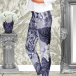 Legging Torre de amora azul roxa<br><div class="desc">Uma safra roxa e branca com um padrão floral sobredimensionado que foi digitalizado e colorida com tons para criar o que você vê.</div>