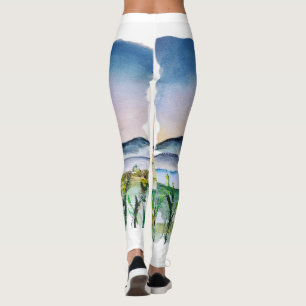 Legging Toscânia Sunrise Watercolor Journey Itália